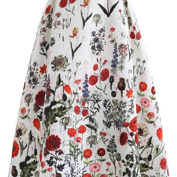 Multi Floral Print Embossed Midi Skirt - Picture 5 of 5